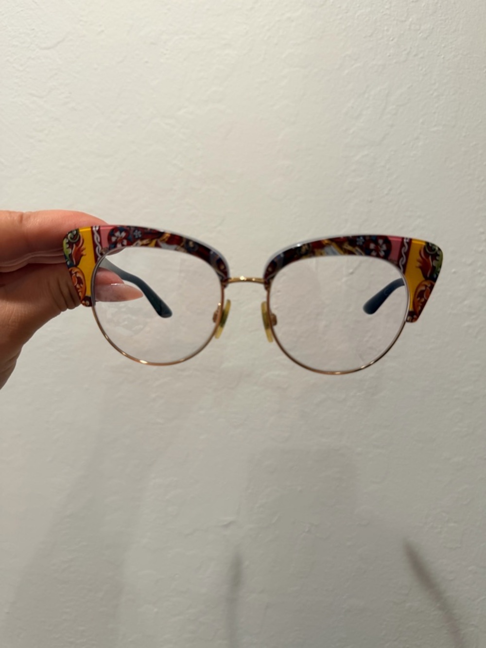 Dolce & Gabbana Floral Cat-Eye Glasses - Yellow, Black, Red